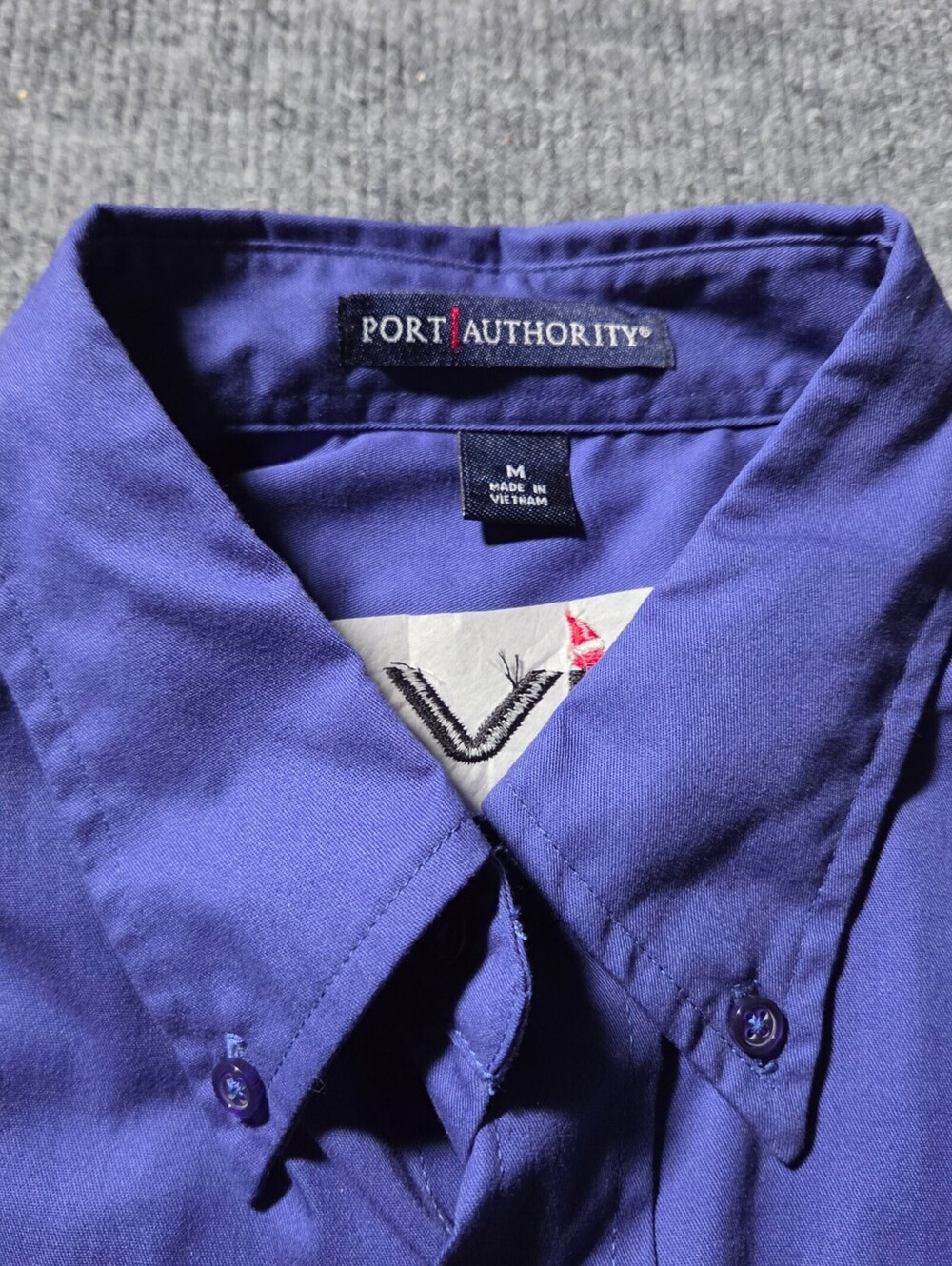 Port Authority Men's Dancer Patched Shirt Medium Blue Long - Picture 6 of 12